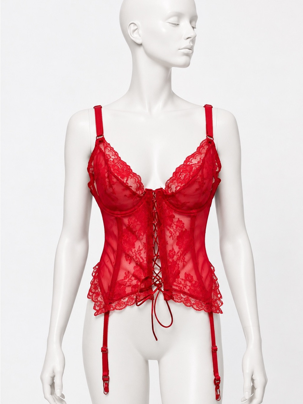 Vintage red lace corset bustier
